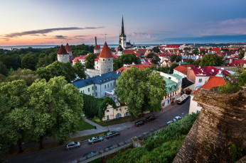 обоя города, таллин , эстония, панорама, город, старый