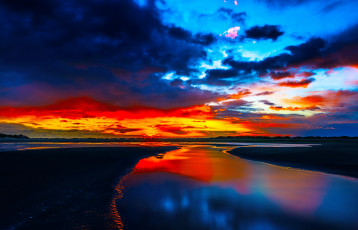 Картинка природа восходы закаты зарево закат отлив море берег облака небо