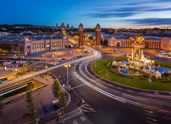 Обои картинки фото barcelona,  catalonia,  spain, города, барселона , испания, панорама, магистраль, площадь