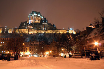 обоя chateau frontenac, города, квебек , канада, chateau, frontenac, отель, снег, зима