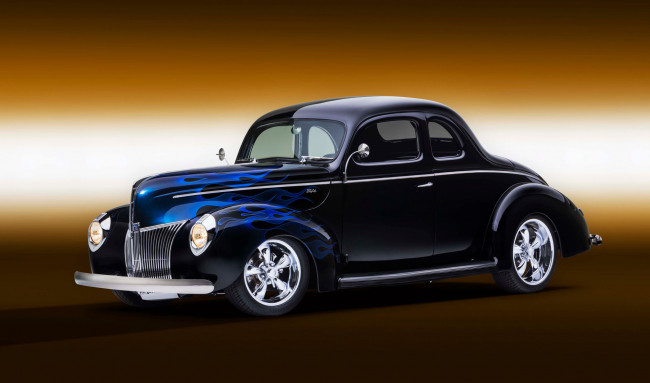 Обои картинки фото 1940-ford-coupe-ghost-flames, автомобили, custom classic car, ford