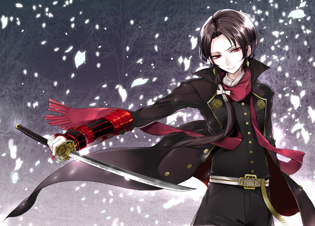 Обои картинки фото аниме, touken ranbu, танец, мечей