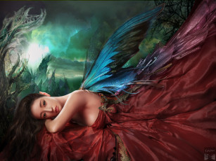 Картинка фэнтези феи крылья платье лицо фея