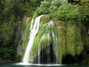 обоя плитвицкие, озера, хорватия, природа, водопады, водопад