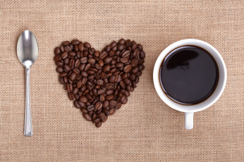 Картинка еда кофе кофейные зёрна россыпь сердце