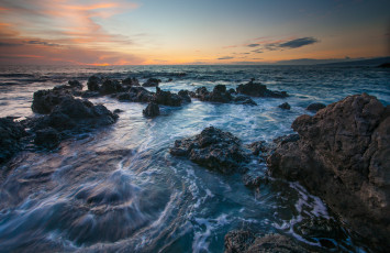 Картинка природа моря океаны гавайи hawaii море камни закат benjamin torode