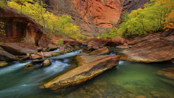 Картинка canyon stream природа реки озера камни каньон поток река деревья