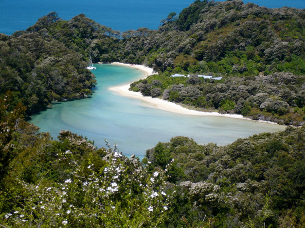 Обои картинки фото lake, ellesmere, abel, tasman, national, park, природа, реки, озера, озеро, горы