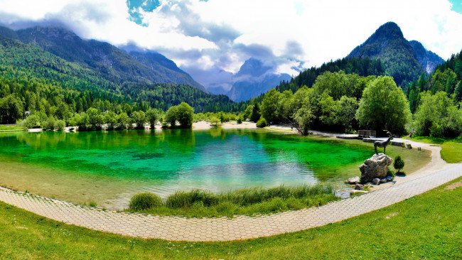 Обои картинки фото словения, kranjska, gora, jasna, lake, природа, реки, озера, горы, озеро