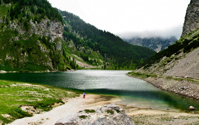 Обои картинки фото словения, kobarid, krnsko, jezero, природа, реки, озера, озеро, горы