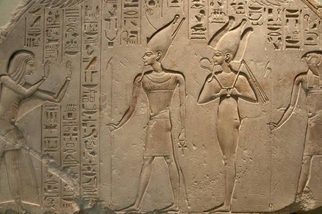 Обои картинки фото разное, рельефы, статуи, музейные, экспонаты, египет, стена, роспись, пирамида