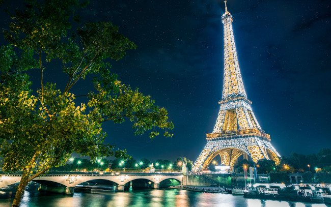 Обои картинки фото paris, france, города, париж, франция, река, сена, мост, набережная, eiffel, tower, seine, river, эйфелева, башня