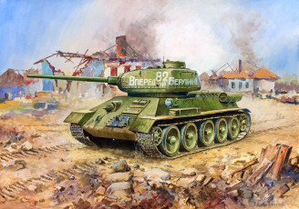 Картинка рисованное армия руины танк
