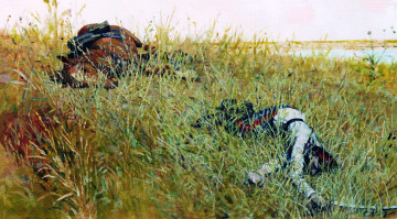 Картинка гавриляченко+сергей+-+убитый рисованное живопись сабля трупы казак конь лошадь луг трава