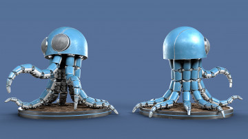 Картинка фэнтези роботы +киборги +механизмы робот осьминог машина железо 3d