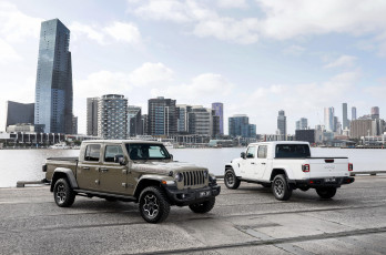 Картинка автомобили jeep город gladiator overland 2020 внедорожник панорама