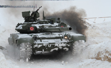 Картинка техника военная+техника снег танк вооруженные силы полигон т90