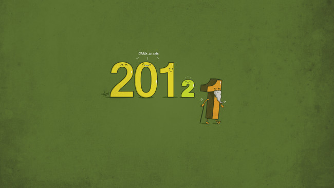 Обои картинки фото праздничные, рисованные, минимализм, 2012, цифры, новый, год