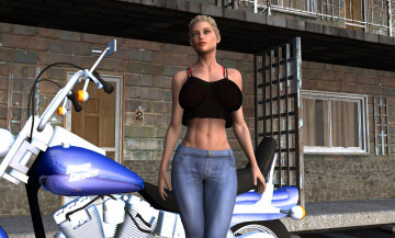 Картинка мотоциклы 3d мотоцикл взгляд девушка фон