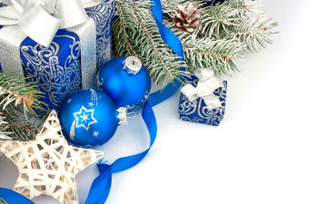 Картинка праздничные подарки+и+коробочки blue decoration balls christmas gift украшения подарки шары рождество новый год new year
