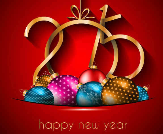Обои картинки фото праздничные, векторная графика , новый год, 2015, happy, new, year, balls, новый, год