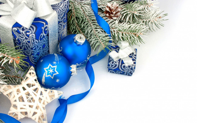 Обои картинки фото праздничные, подарки и коробочки, blue, decoration, balls, christmas, gift, украшения, подарки, шары, рождество, новый, год, new, year