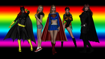 Картинка 3д+графика люди+ people девушки супермены фон взгляд