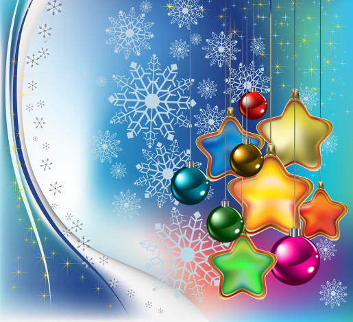 Обои картинки фото праздничные, векторная графика , новый год, ёлка, игрушки, украшения, снежинки, елка, новый, год, графика, шарики, звёзды, шары, рождество, звезды