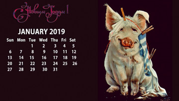 Картинка календари праздники +салюты прищепка одежда поросенок свинья