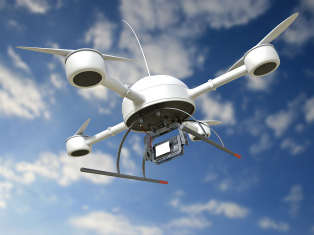 Обои картинки фото авиация, дроны, бпла, квадрокоптер, небо, дрон, белый