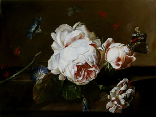 Картинка рисованные jan van huysum бабочка роза