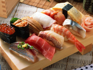 Картинка еда рыба морепродукты суши роллы икра креветки
