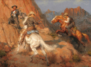 Картинка рисованные andy thomas ковбои отступление в горы