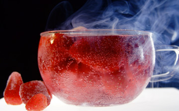 Картинка Чай ягодами еда напитки чай пар ягоды клубника