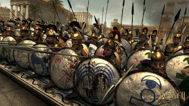 Обои картинки фото total, war, rome, ii, видео, игры, шлемы, щиты, войско, копья