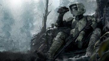 Картинка фэнтези люди винтовка снайперская бинокль шлем снайпер солдат star+wars звёздные+войны