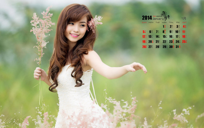 Обои картинки фото календари, девушки, девушка, азиатка