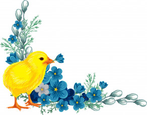 Картинка векторная+графика животные цветы цыпленок фон