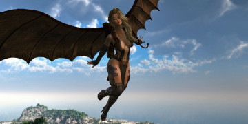 Картинка 3д+графика существа+ creatures фон крылья демон взгляд девушка