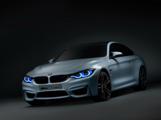 Обои картинки фото автомобили, bmw, серый, 2015г, f82, lights, iconic, m4, concept