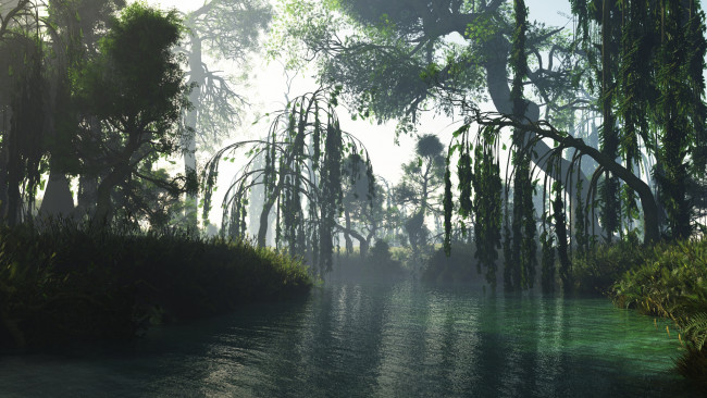 Обои картинки фото 3д графика, природа , nature, лес, река