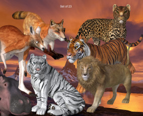 Картинка 3д+графика животные+ animals животные
