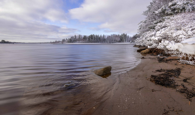 Обои картинки фото природа, реки, озера, река, snow, winter, trees, деревья, снег, зима, river