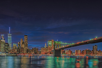 Картинка города нью-йорк+ сша manhattan one world trade center brooklyn bridge