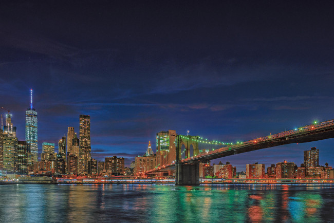 Обои картинки фото города, нью-йорк , сша, manhattan, one, world, trade, center, brooklyn, bridge