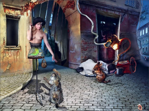 Картинка шурэло про старых шарманщиков бродящих котов фэнтези иные миры времена