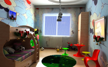 Картинка 3д графика realism реализм спальня интерьер детская