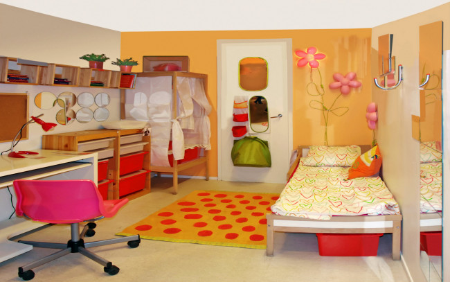 Обои картинки фото интерьер, детская, комната, спальня, обои, дизайн