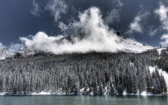 Обои картинки фото природа, горы, река, зима