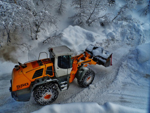 Картинка техника бульдозеры+на+колёсах трактор дорожный расчистка колесный ковш снег
